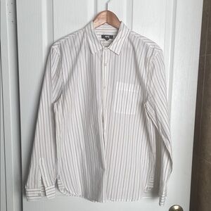 PAIGE - Tan and Cream Striped Dress shirt.